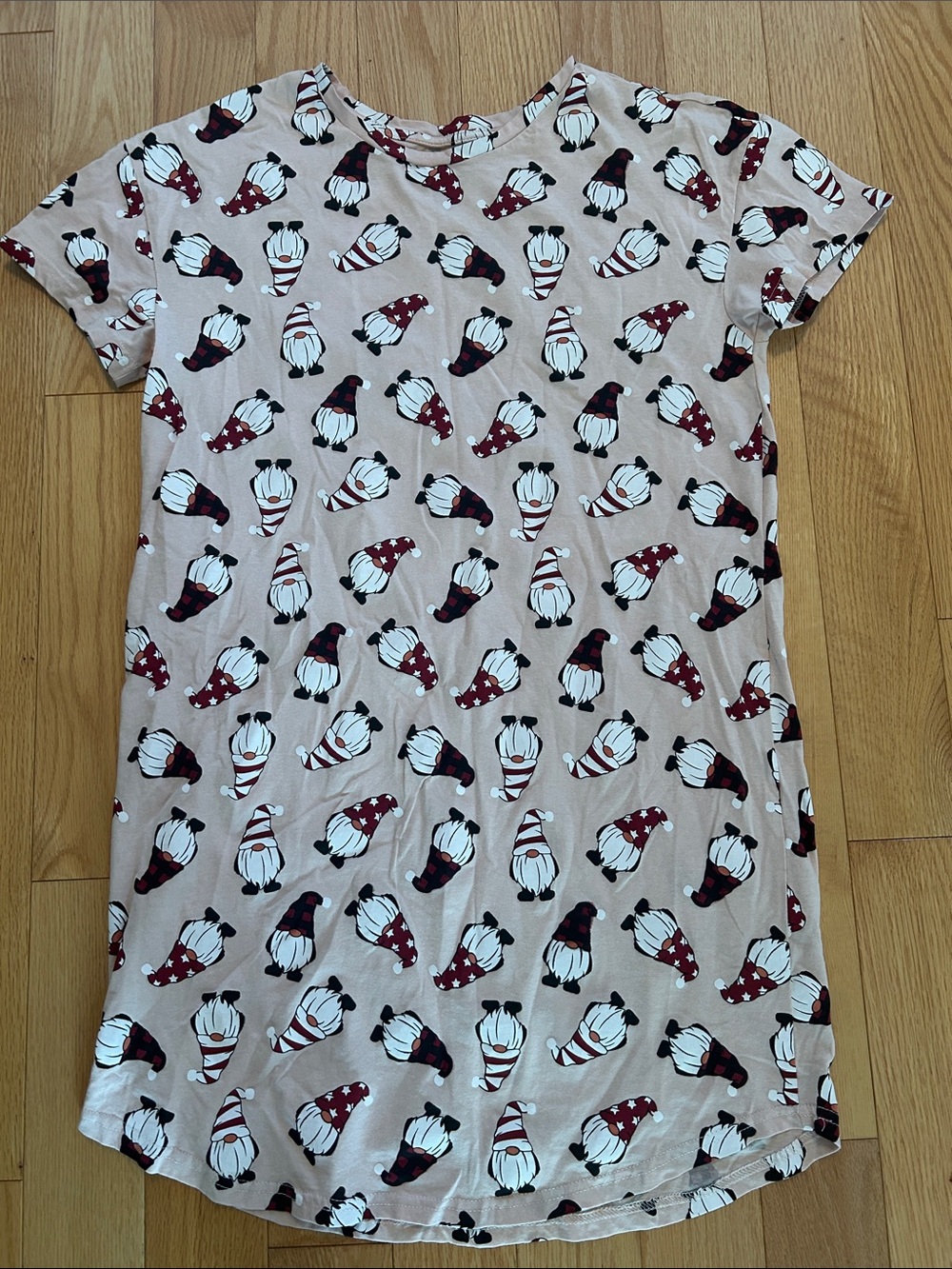 George Pink Short-Sleeve Gnome Print Long Sleep Shirt